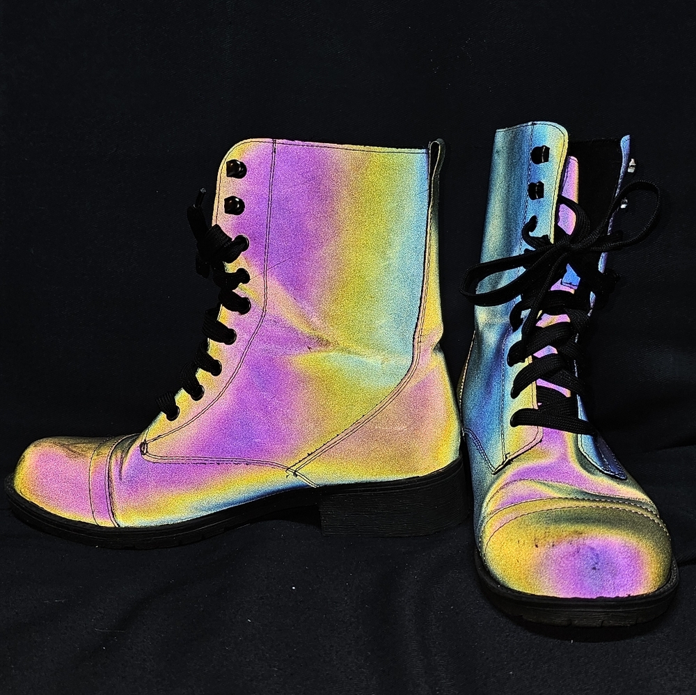 NYLA Multichrome Reflective Combat Boots